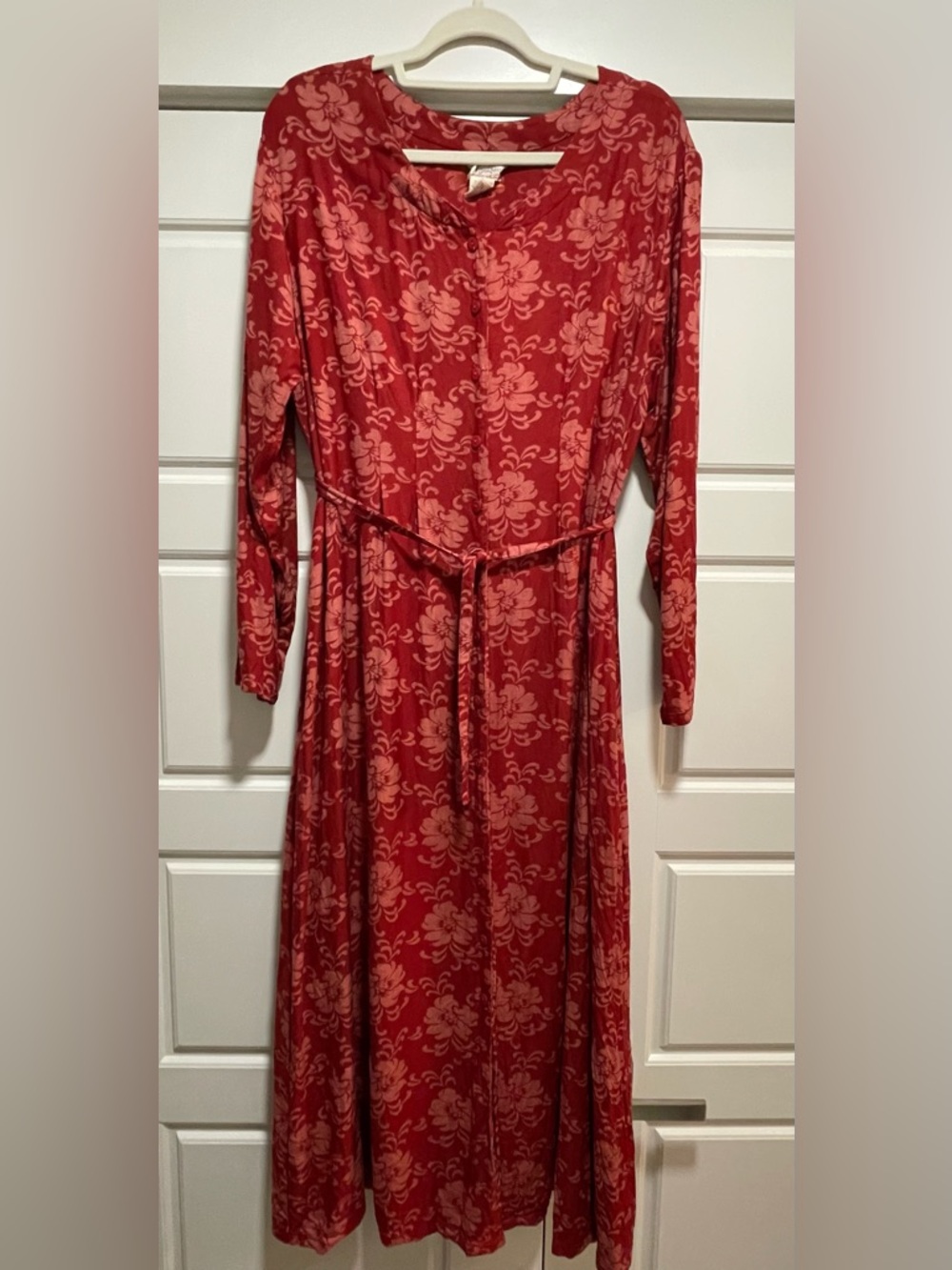 Vintage April Cornell Red Floral Maxi Dress